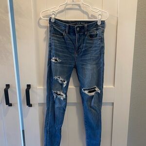 American Eagle Outfitters Women's Ripped Blue Skinny Jeans